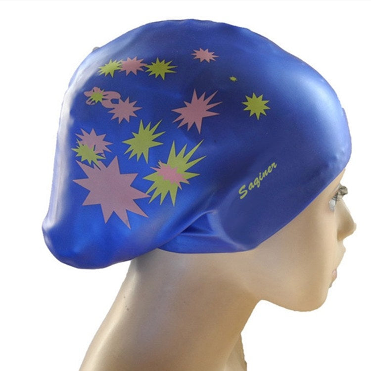 Cuffia da nuoto in silicone stampata Cuffia da nuoto impermeabile per capelli lunghi, Long Hair Printed Swimming Cap(Pink), Long Hair Swimming Cap, Long Hair Printed Swimming Cap(Purple), Long Hair Printed Swimming Cap(Gray)                            ...