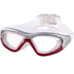 J8150 Protezione per gli occhi Occhialini da nuoto a luce piatta per adulti antiappannamento con montatura grande e tappi per le orecchie, J8150 (Transparent Black), J8150 (Transparent Red Silver), J8150 (Transparent White), J8150 (Smoky Black)        ...