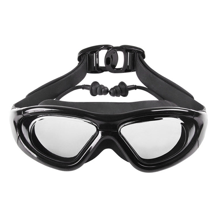 J8150 Protezione per gli occhi Occhialini da nuoto a luce piatta per adulti antiappannamento con montatura grande e tappi per le orecchie, J8150 (Transparent Black), J8150 (Transparent Red Silver), J8150 (Transparent White), J8150 (Smoky Black)        ...