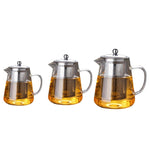 Set da tè in teiera di vetro resistente al calore di grande capacità con filtro in acciaio inossidabile per il tè Kung Fu, 450ML, 550ML, 750ML, 950ML
