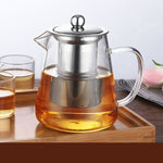 Set da tè in teiera di vetro resistente al calore di grande capacità con filtro in acciaio inossidabile per il tè Kung Fu, 450ML, 550ML, 750ML, 950ML