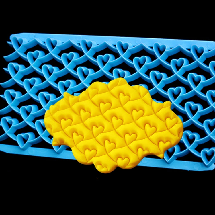 2 pezzi di strumento per fondente per torta, a forma di cuore, con texture a diamante, per cavalcavia scozzese, stampo per stampa sigillo Quyi