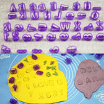 2 stampi alfanumerici in plastica per biscotti, simbolo di fondente, stampi per stampa decorativa, Alphanumeric Shape