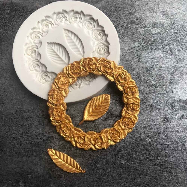 2 pezzi ghirlanda di rose foglia di rosa stampo in silicone per fondente strumento di decorazione per bordi di torta stampo per colla da forno