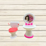 Set di accessori in plastica per la casa delle bambole Barbie da 3 pezzi, Washroom Set