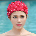 Cuffia da nuoto per donna con fiore tridimensionale fatto a mano con perla, Three-dimensional Flower(Yellow), Three-dimensional Flower(Red), Three-dimensional Flower(Purple), Three-dimensional Flower(Black), Three-dimensional Flower(Royal Blue)        ...