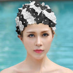 Cuffia da nuoto per donna con fiore tridimensionale fatto a mano con perla, Three-dimensional Flower(Yellow), Three-dimensional Flower(Red), Three-dimensional Flower(Purple), Three-dimensional Flower(Black), Three-dimensional Flower(Royal Blue)        ...