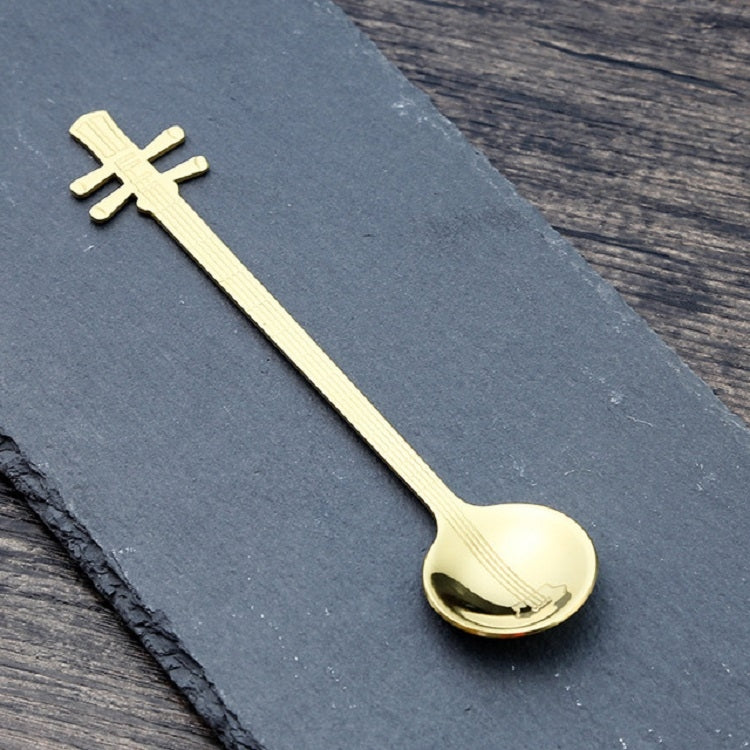 Cucchiaio per miscelazione caffè in acciaio inossidabile Cucchiaio creativo a forma di strumento musicale, Guitar Silver, Octagonal Silver, Lute Silver, Yueqin Silver, Guitar Titanium Gold, Octagonal Titanium Gold, Lute Titanium Gold, Yueqin Titanium G...