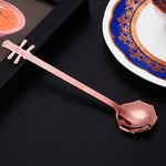Cucchiaio per miscelazione caffè in acciaio inossidabile Cucchiaio creativo a forma di strumento musicale, Guitar Silver, Octagonal Silver, Lute Silver, Yueqin Silver, Guitar Titanium Gold, Octagonal Titanium Gold, Lute Titanium Gold, Yueqin Titanium G...