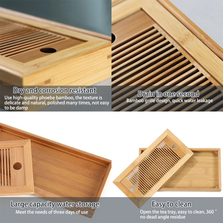 2 vassoi da tè in bambù, accessori per tè Kung Fu, tavolo da tè con scolapiatti, Bamboo Tea Trays