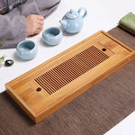 2 vassoi da tè in bambù, accessori per tè Kung Fu, tavolo da tè con scolapiatti, Bamboo Tea Trays