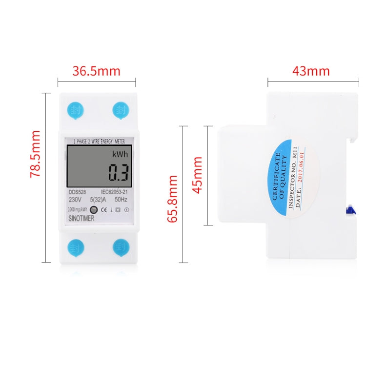 DDS528 5-32A 230V 50Hz Contatore di energia elettronico multifunzione per uso domestico su guida DIN monofase, 230V 50Hz