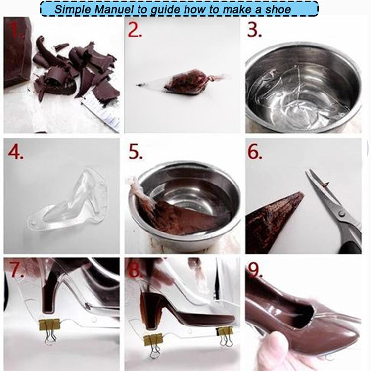 Stampo per cioccolato 3D da 2 pezzi, per torta fondente, con tacco alto da donna