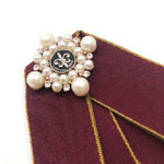 Accessori di abbigliamento spilla con fiocco in stoffa con fiocco di perle unisex, Tie Belts Version, Pin Buckle Version