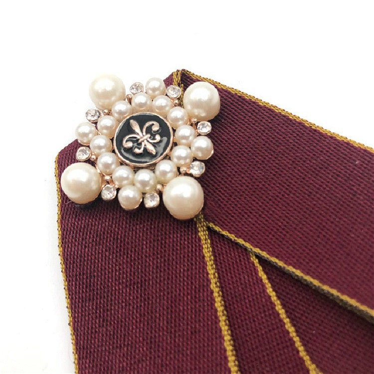 Accessori di abbigliamento spilla con fiocco in stoffa con fiocco di perle unisex, Tie Belts Version, Pin Buckle Version