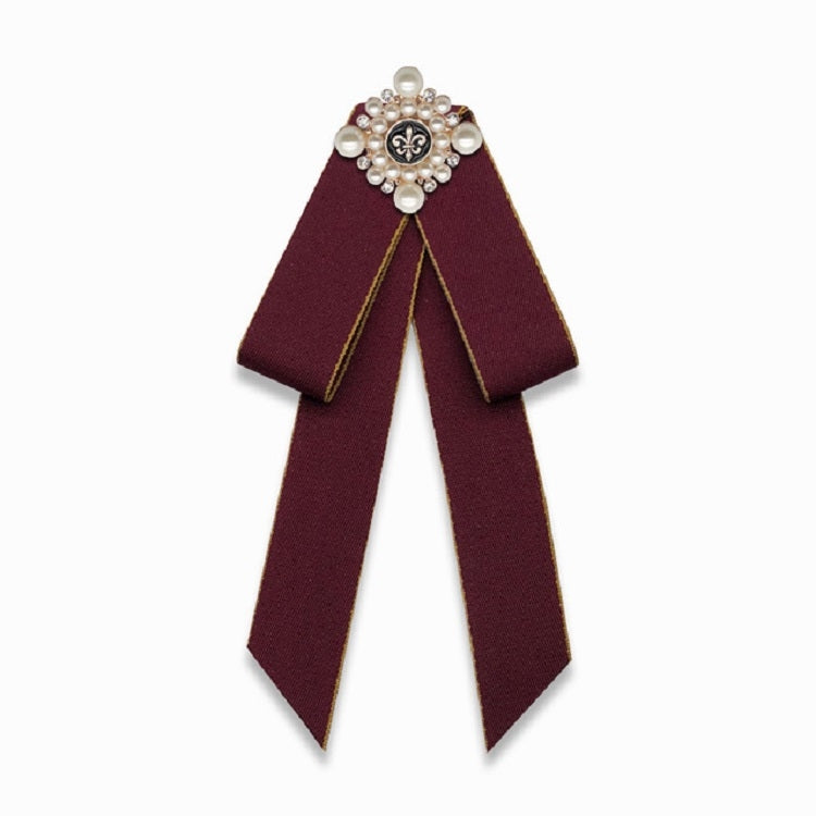 Accessori di abbigliamento spilla con fiocco in stoffa con fiocco di perle unisex, Tie Belts Version, Pin Buckle Version