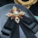 Accessori per costumi con papillon in pizzo con spilla in stoffa stile corte da donna, Pin Buckle Version, Tie Belts Version