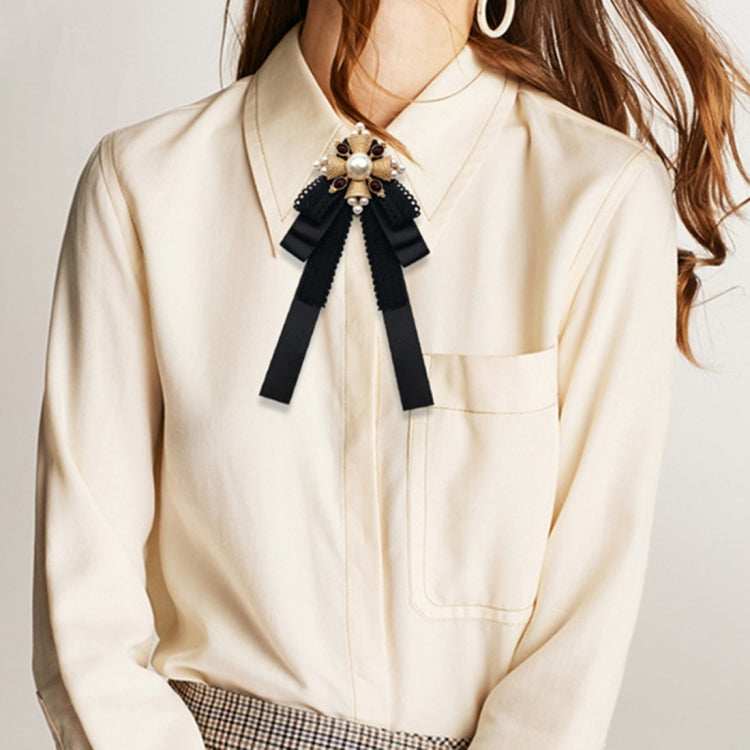 Accessori per costumi con papillon in pizzo con spilla in stoffa stile corte da donna, Pin Buckle Version, Tie Belts Version