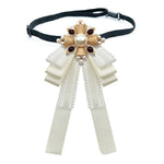 Accessori per costumi con papillon in pizzo con spilla in stoffa stile corte da donna, Pin Buckle Version, Tie Belts Version