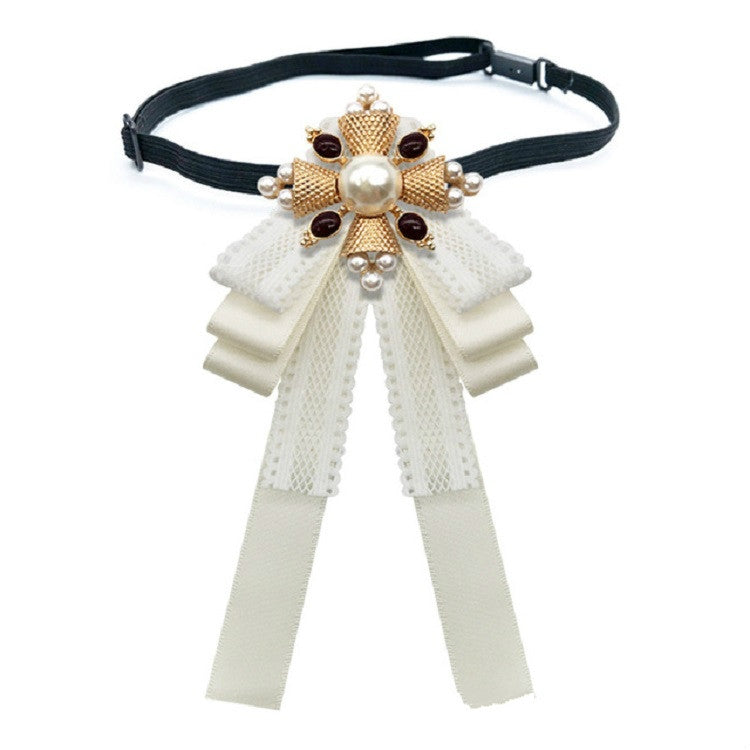 Accessori per costumi con papillon in pizzo con spilla in stoffa stile corte da donna, Pin Buckle Version, Tie Belts Version