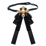 Accessori per costumi con papillon in pizzo con spilla in stoffa stile corte da donna, Pin Buckle Version, Tie Belts Version