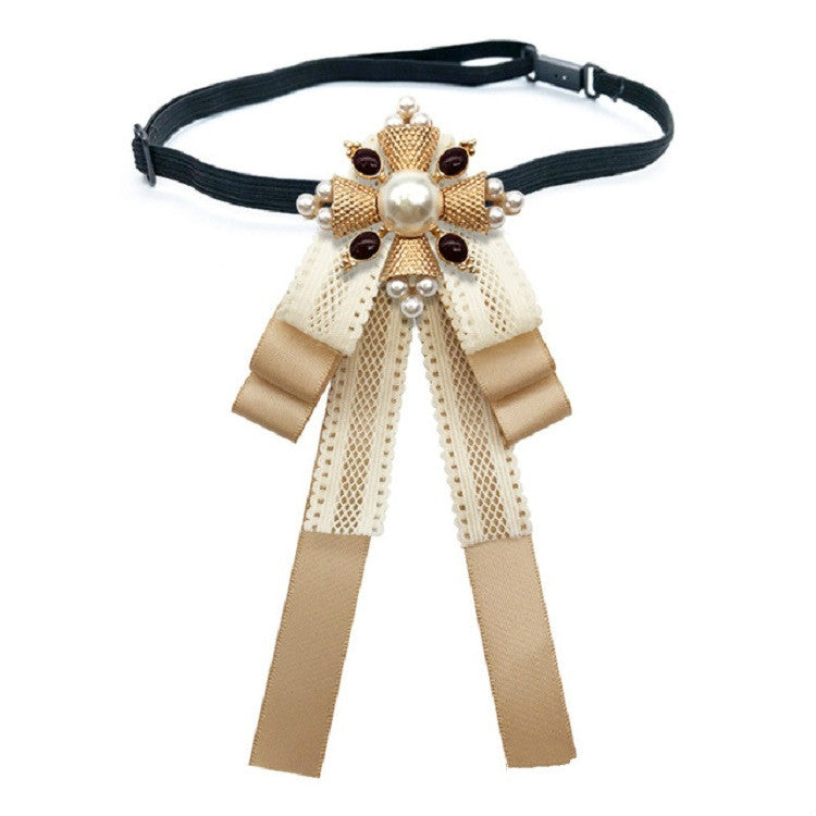 Accessori per costumi con papillon in pizzo con spilla in stoffa stile corte da donna, Pin Buckle Version, Tie Belts Version