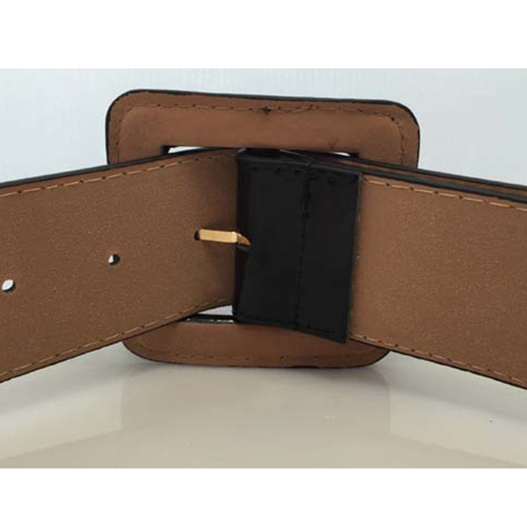 Cintura larga lucida da donna in pelle PU con fibbia quadrata, dimensioni: 1030 x 48 cm