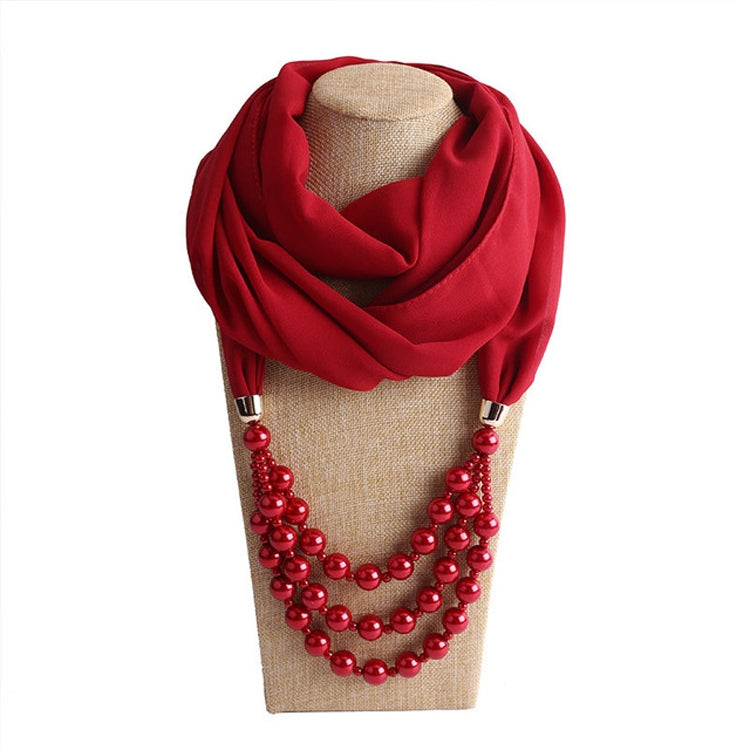 2 Sciarpe in stile nazionale con collana di perle finte