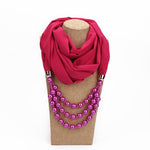 2 Sciarpe in stile nazionale con collana di perle finte