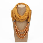 2 Sciarpe in stile nazionale con collana di perle finte