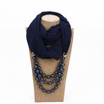 2 Sciarpe in stile nazionale con collana di perle finte