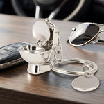 Portachiavi classico 3D Mini WC Portachiavi Catena Bagno Simpatico gingillo regalo creativo Decorazione per lo styling dell'auto, Mini Silver Toilet Shape