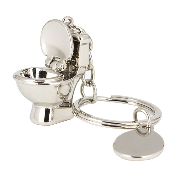 Portachiavi classico 3D Mini WC Portachiavi Catena Bagno Simpatico gingillo regalo creativo Decorazione per lo styling dell'auto, Mini Silver Toilet Shape