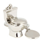 Portachiavi classico 3D Mini WC Portachiavi Catena Bagno Simpatico gingillo regalo creativo Decorazione per lo styling dell'auto, Mini Silver Toilet Shape