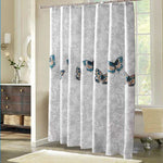 Tende da bagno lavabili per doccia in poliestere impermeabile a farfalla, 80x180cm, 120x180cm, 150x180cm, 180x180cm, 200x180cm, 220x180cm, 240x180cm