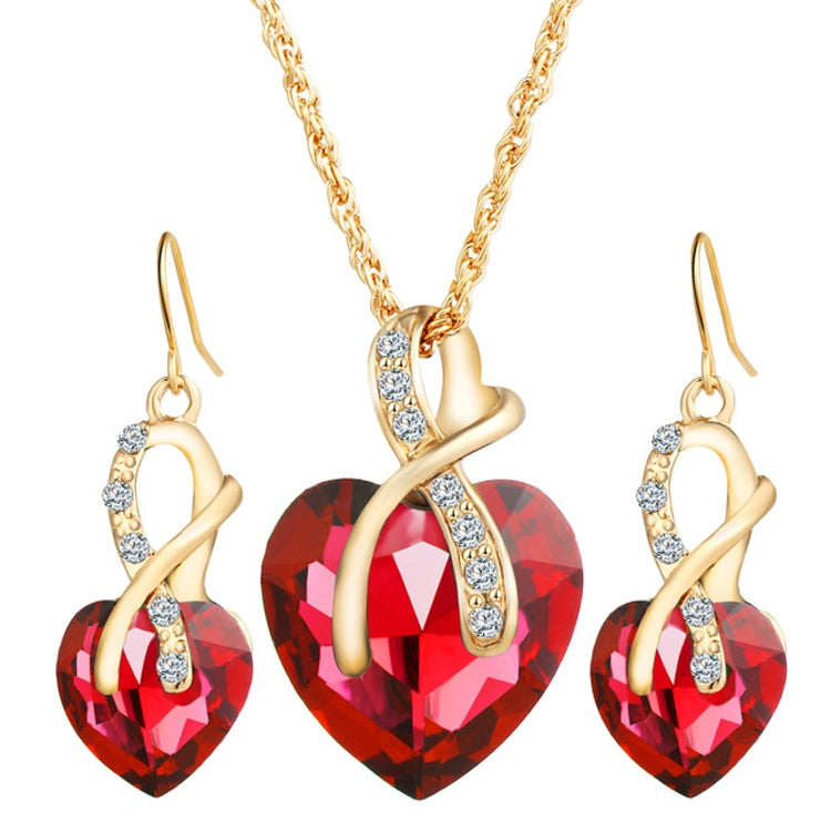 Set di 3 gioielli da donna con collana e orecchini in cristallo a forma di cuore con zirconi