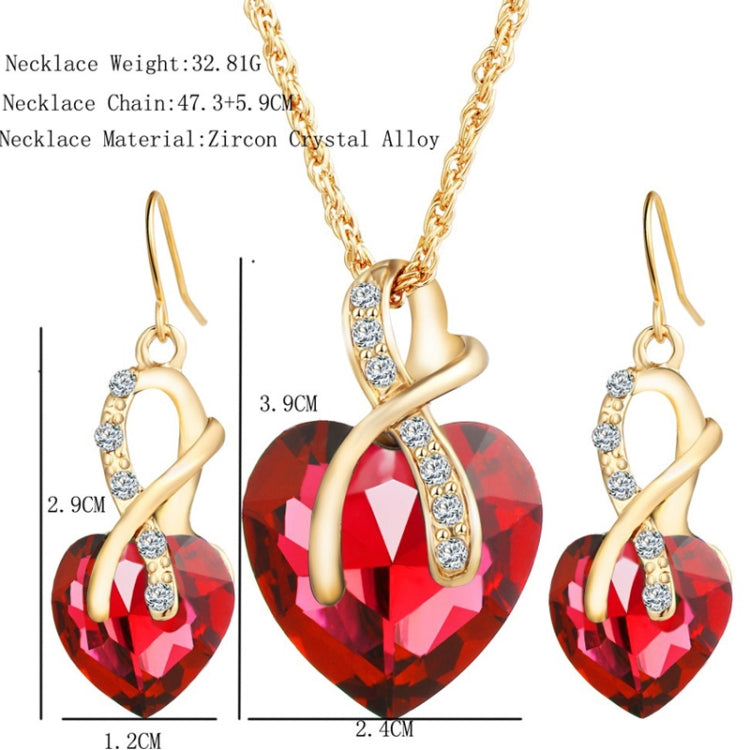 Set di 3 gioielli da donna con collana e orecchini in cristallo a forma di cuore con zirconi