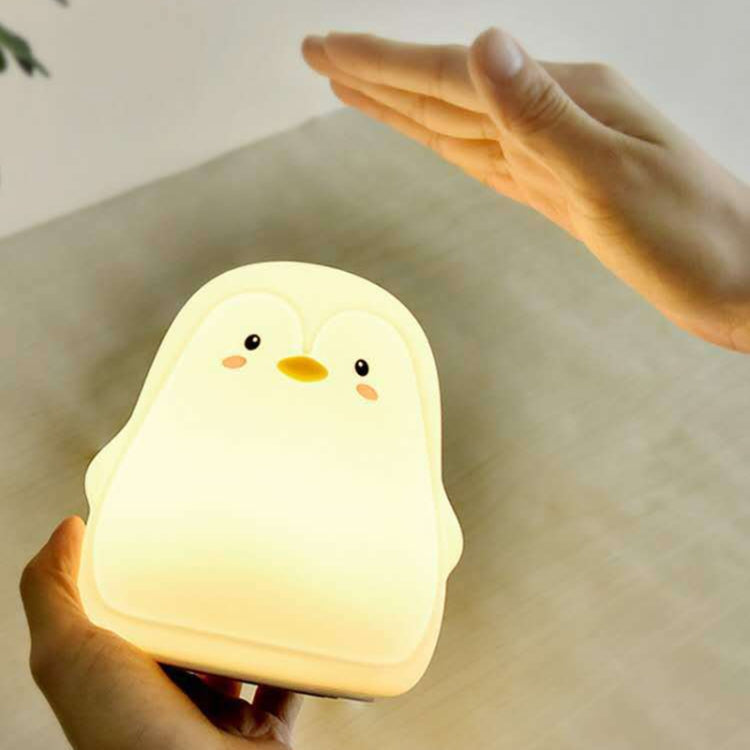 Lampada da atmosfera da comodino per bambini con luce notturna in silicone Penguin Pat, Penguin White, Penguin Pink, Penguin Gray