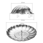 Vassoio per cottura a vapore Lotus retrattile pieghevole in acciaio inossidabile da 3 pezzi, Lotus Steamer Tray