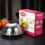 Vassoio per cottura a vapore Lotus retrattile pieghevole in acciaio inossidabile da 3 pezzi, Lotus Steamer Tray