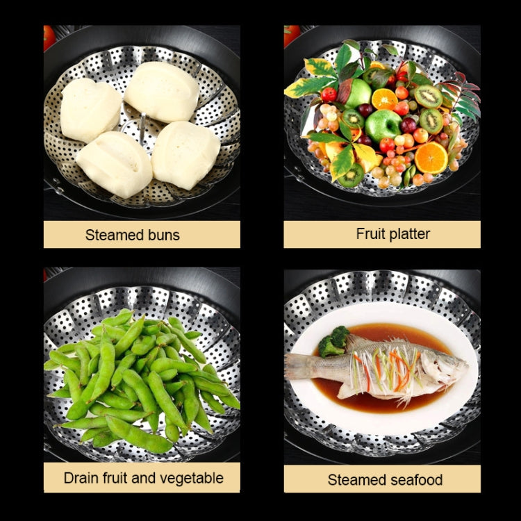 Vassoio per cottura a vapore Lotus retrattile pieghevole in acciaio inossidabile da 3 pezzi, Lotus Steamer Tray