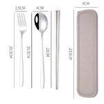 4 pezzi/set stoviglie portatili in acciaio inossidabile set creativo bacchette cucchiaio forchetta regalo, Steel, Black, Pink, Red, Blue