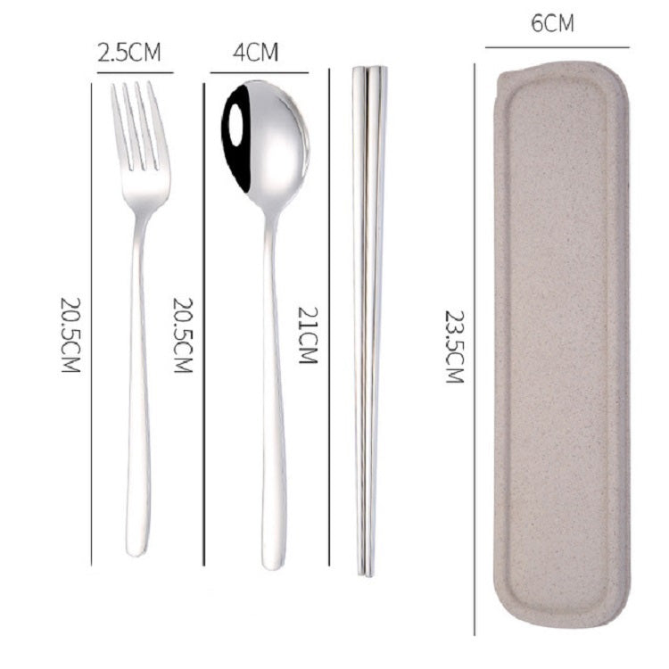 4 pezzi/set stoviglie portatili in acciaio inossidabile set creativo bacchette cucchiaio forchetta regalo, Steel, Black, Pink, Red, Blue