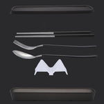 4 pezzi/set stoviglie portatili in acciaio inossidabile set creativo bacchette cucchiaio forchetta regalo, Steel, Black, Pink, Red, Blue
