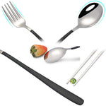 4 pezzi/set stoviglie portatili in acciaio inossidabile set creativo bacchette cucchiaio forchetta regalo, Steel, Black, Pink, Red, Blue