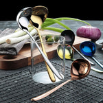 Cucchiaio da salsa in acciaio inossidabile da 3 pezzi Cucchiaio creativo con manico lungo a testa grande, Original Steel, Gold, Rose Gold, Blue, Colorful, Black