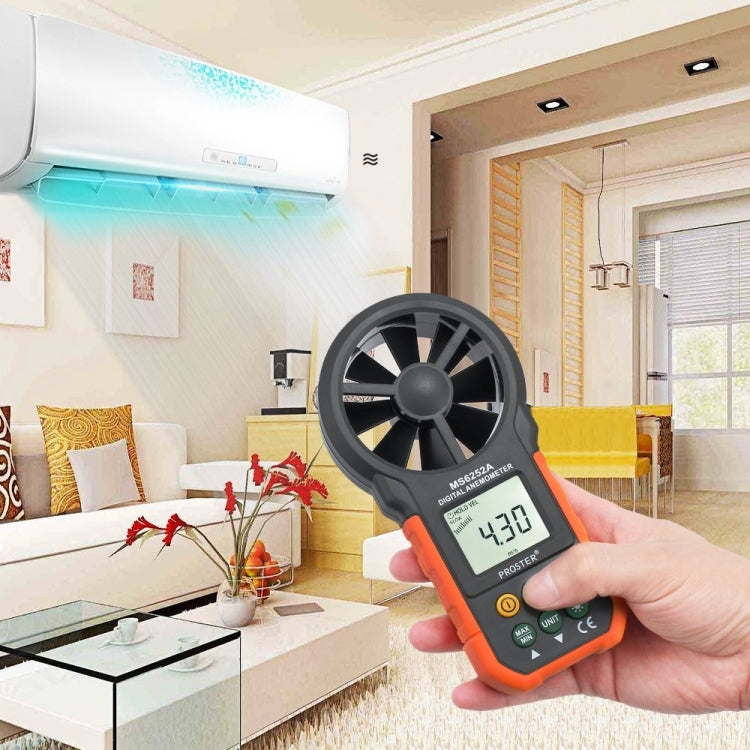 PEAKMETER Strumento di misurazione del volume dell'aria della velocità del vento con display digitale ad alta precisione, MS6252A Wind Speed, Air Volume, MS6252B Temperature, Humidity, USB