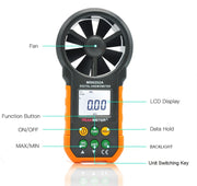 PEAKMETER Strumento di misurazione del volume dell'aria della velocità del vento con display digitale ad alta precisione, MS6252A Wind Speed, Air Volume, MS6252B Temperature, Humidity, USB