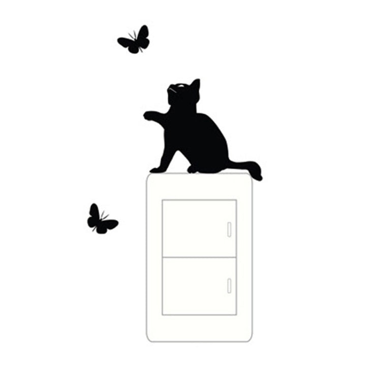 Adesivi murali per interruttori gatto e farfalla 13x11 cm