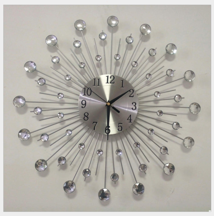 Orologio da parete creativo Orologio da parete in ferro battuto in cristallo argento Personalità Decorazione artistica Orologio da camera da letto soggiorno, Iron Wall Clock